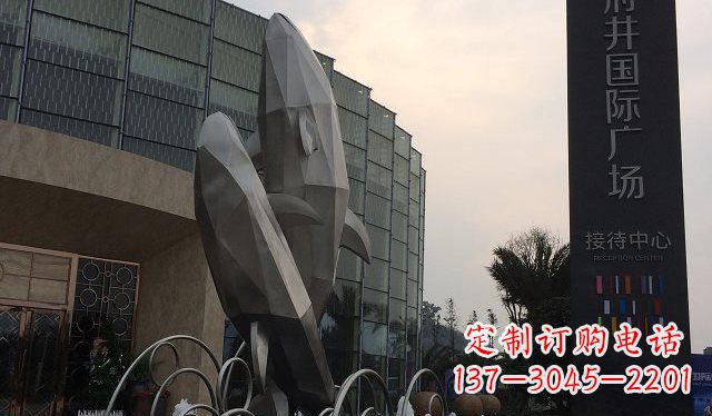 金华广场抽象海豚不锈钢雕塑