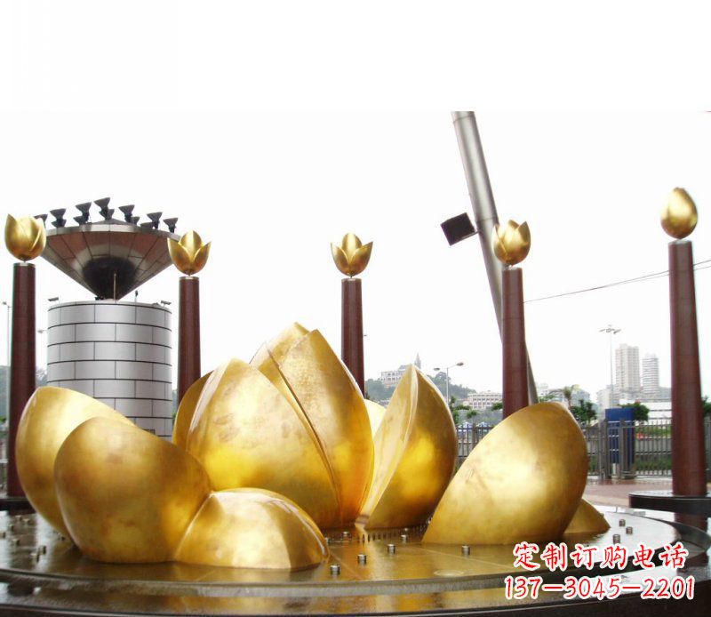 金华广场抽象莲花景观铜雕