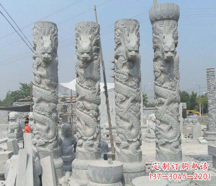 金华广场大理石盘龙柱景观石雕 (2)