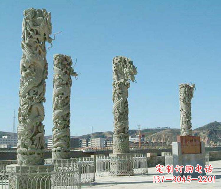 金华中领雕塑的大理石盘龙柱景观石雕