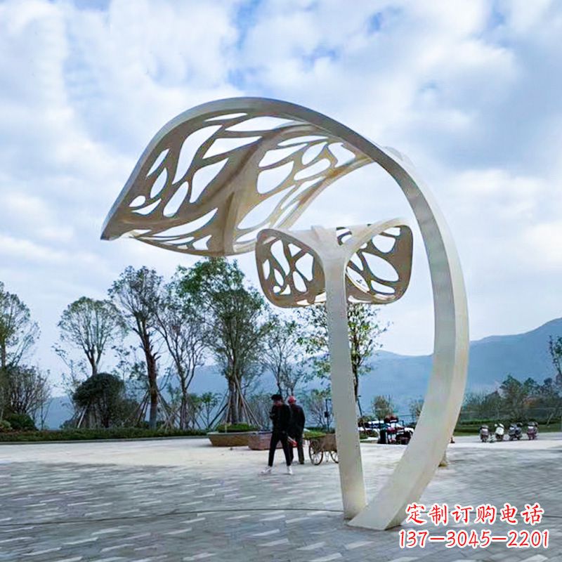 金华精致的不锈钢树叶雕塑