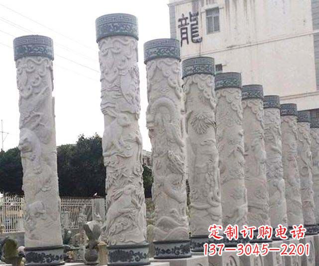 金华广场景观大理石12生肖龙柱石雕