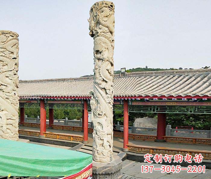 金华广场景观大理石龙柱石雕 (2)