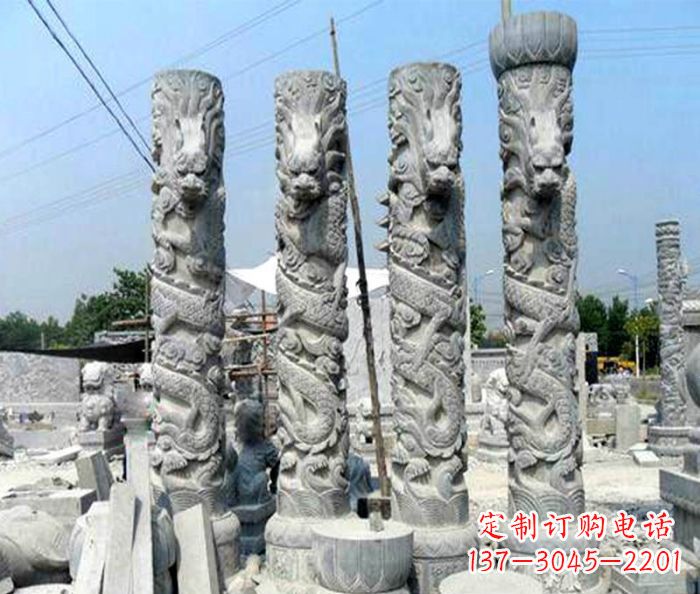 金华广场景观大理石龙柱石雕 (4)