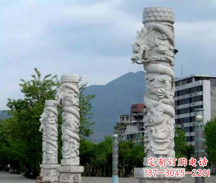 金华广场景观大理石龙柱石雕 (3)