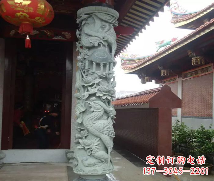 金华大理石龙柱雕塑,为室内景观带来活力