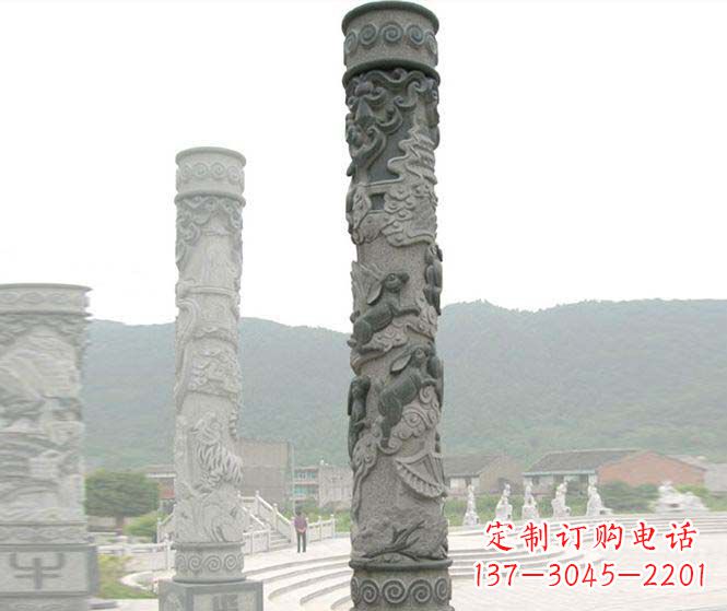 金华广场景观仿古12生肖石柱 (2)