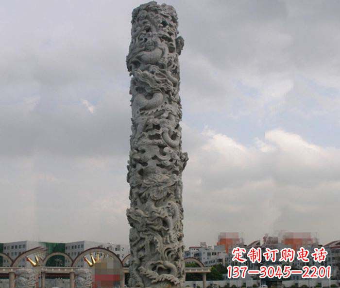 金华精美仿古盘龙柱石雕
