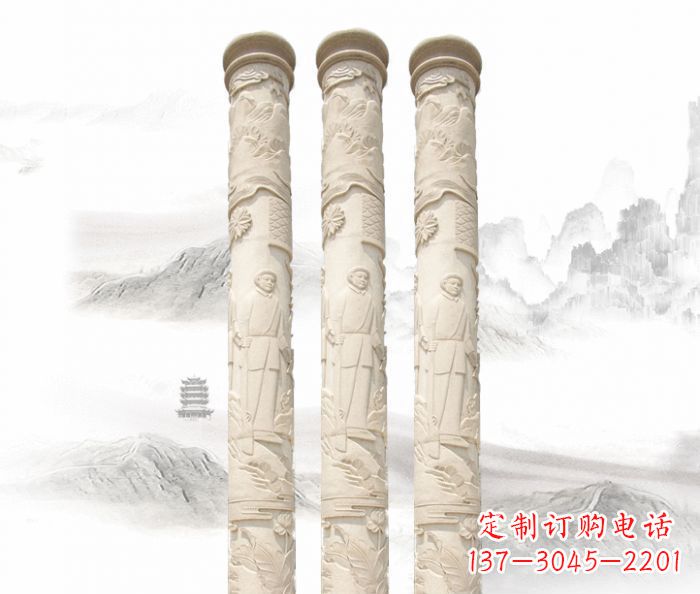 金华精致大气的汉白玉龙柱雕塑