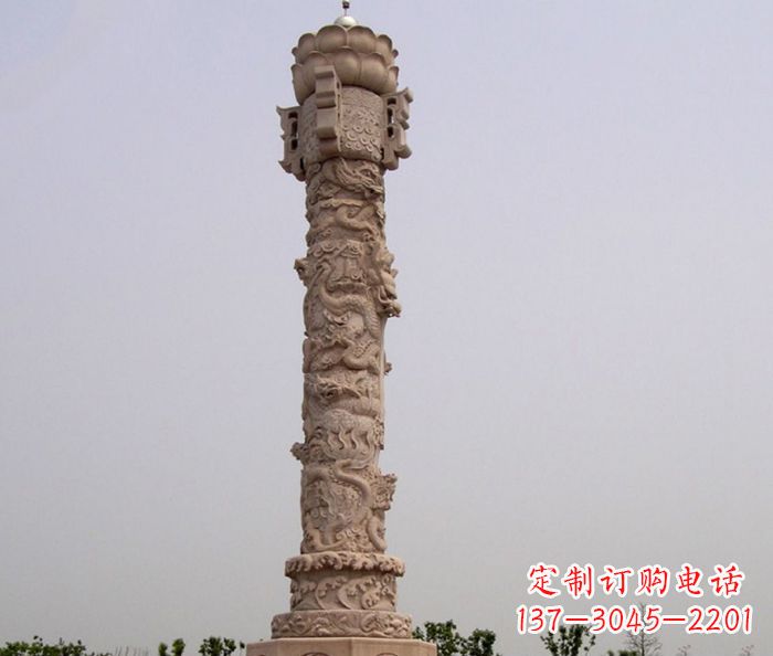 金华领雕塑制作精美的红石龙柱雕塑