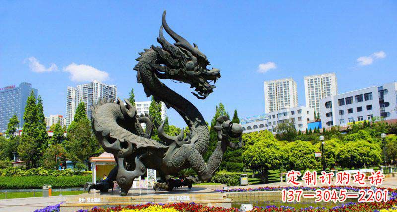 金华精美巨型广场龙戏珠景观铜雕