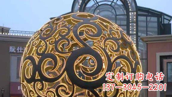 金华广场镂空球喷泉不锈钢雕塑