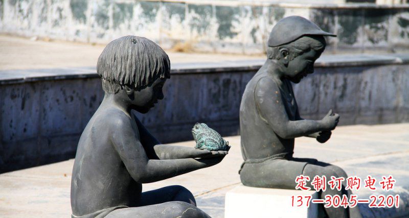 金华儿童景观铜雕,携带童趣的青蛙