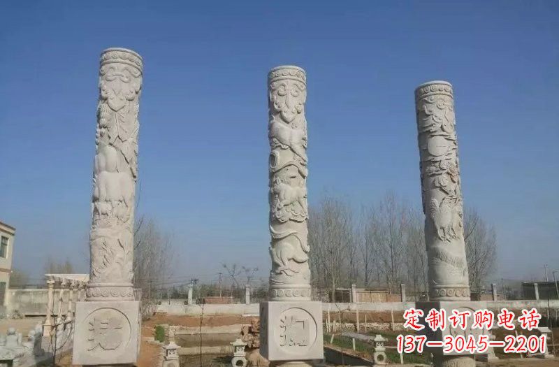 金华广场十二生肖文化柱石雕