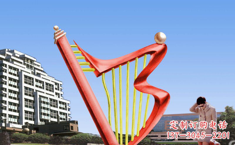 金华中领雕塑精制不锈钢竖琴雕塑