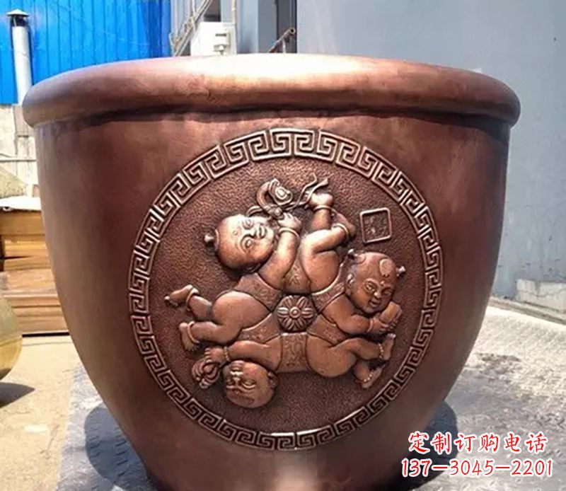 金华中领雕塑出品,高端水缸铜雕塑