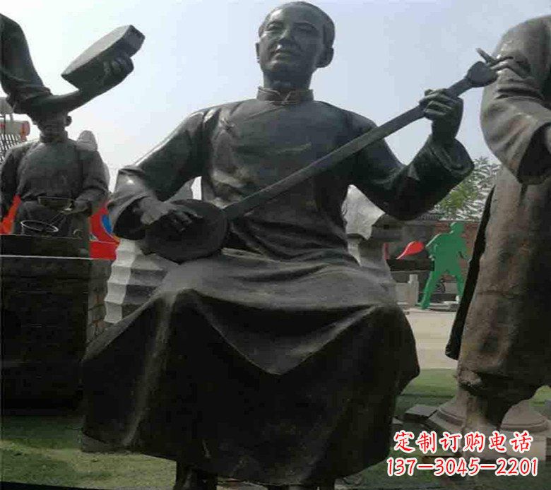 金华广场铜雕拉二胡先生人物雕塑