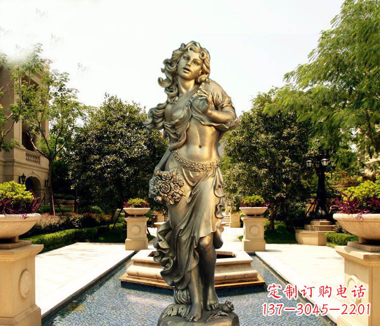 金华华丽蓬勃的铜雕女神像