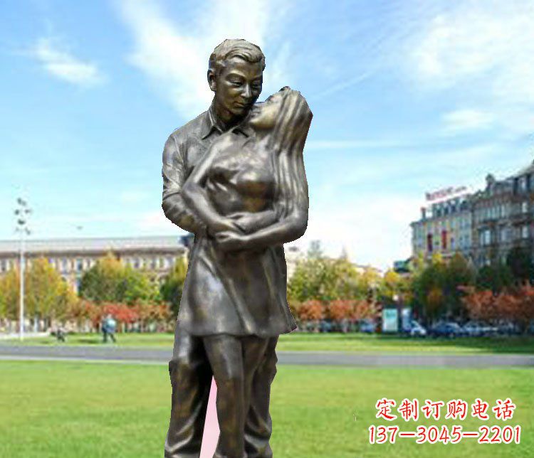 金华一颗爱的心,用铜雕情侣人物雕塑表达