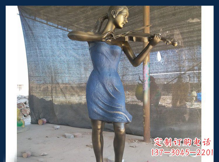 金华精美细腻的西方美女拉小提琴人物雕塑