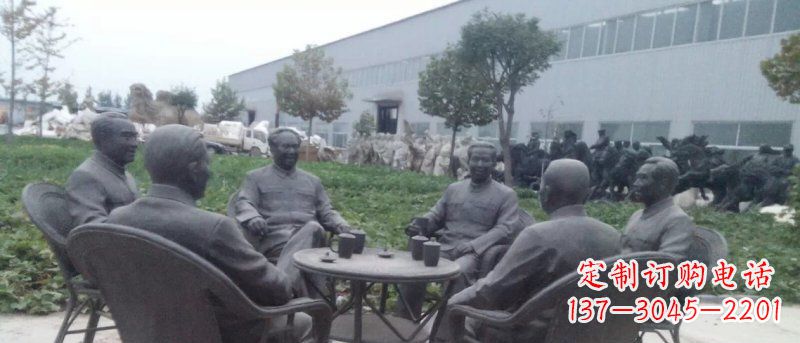 金华广场伟人喝茶人物铜雕