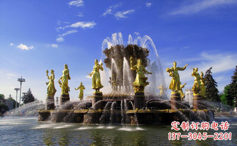 金华广场西方人物喷泉景观铜雕