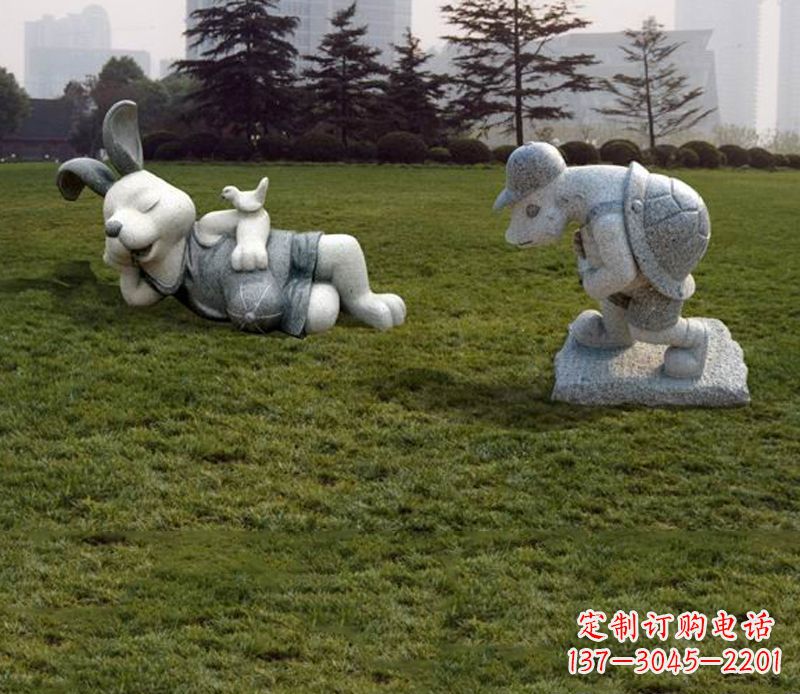 金华中领雕塑独特的石雕兔子