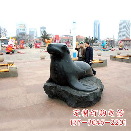 金华海豹石雕塑,精美纯手工制作