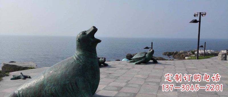 金华海边海豹动物景观铜雕
