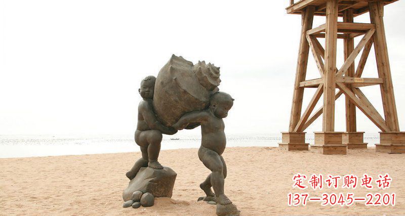 金华抬着海螺的小男孩景观雕塑