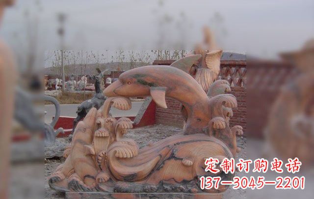 金华海豚海浪石雕,精美艺术品