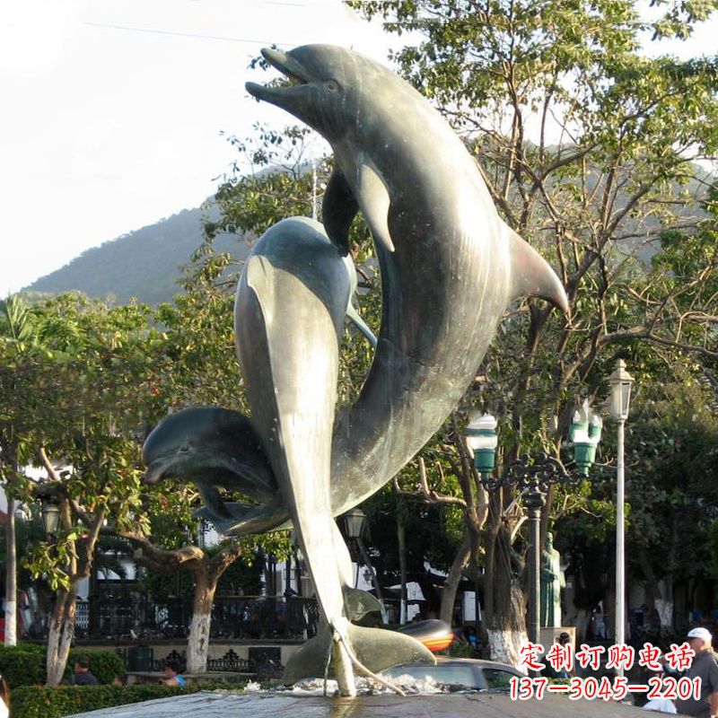 金华海豚公园铜雕景观动物雕塑