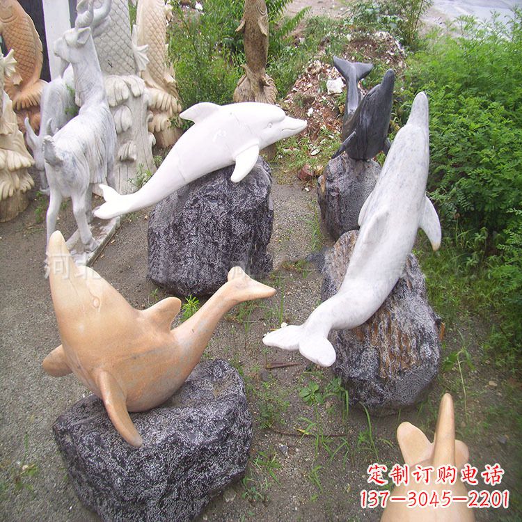 金华海豚石雕塑,纯手工定制精美艺术品