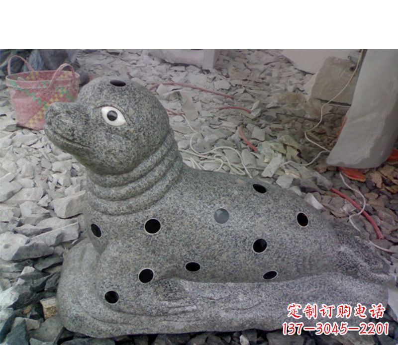 金华华丽雕塑,海洋动物小海豹石雕