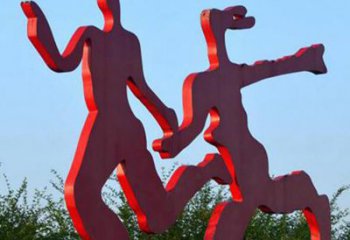金华中领雕塑-多彩情侣跑步雕塑