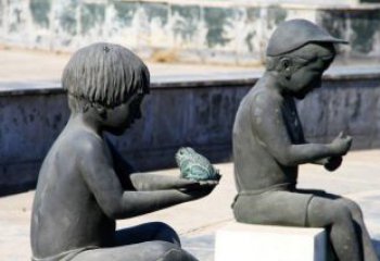 金华儿童景观铜雕，携带童趣的青蛙