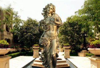 金华华丽蓬勃的铜雕女神像