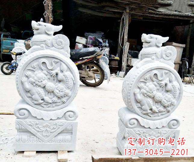 金华汉白玉招财门墩雕塑