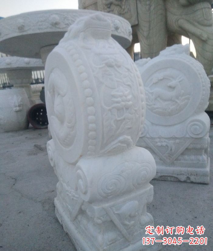 金华汉白玉抱鼓石门墩雕塑