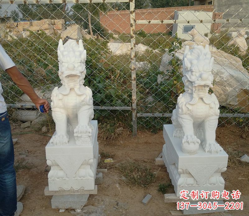 金华汉白玉踩球麒麟门口镇宅招财石雕