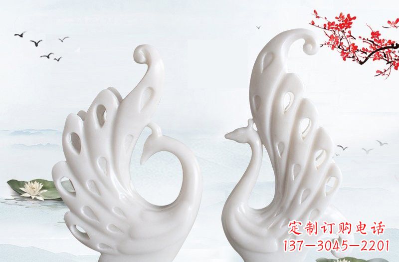 金华汉白玉孔雀艺术雕塑