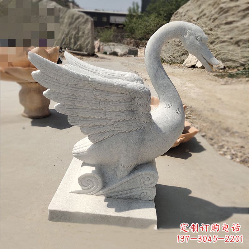 金华细腻精美的汉白玉天鹅雕塑