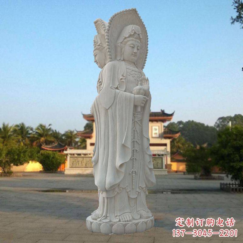 金华汉白玉佛像雕塑之三面观音