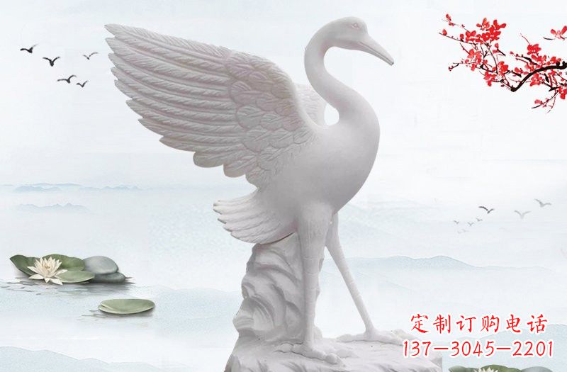 金华开启一段神奇变化之旅——汉白玉仙鹤雕塑