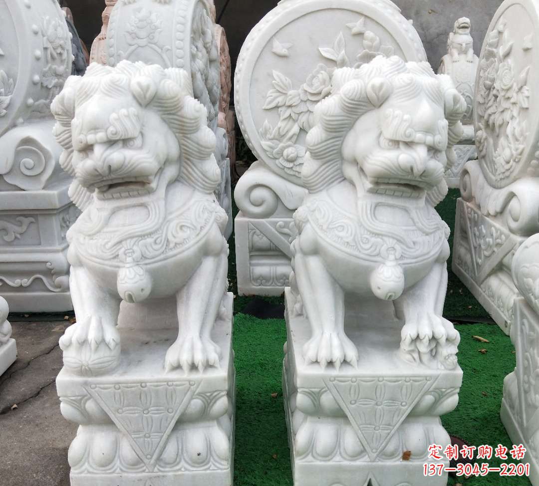 金华精致汉白玉狮子雕塑