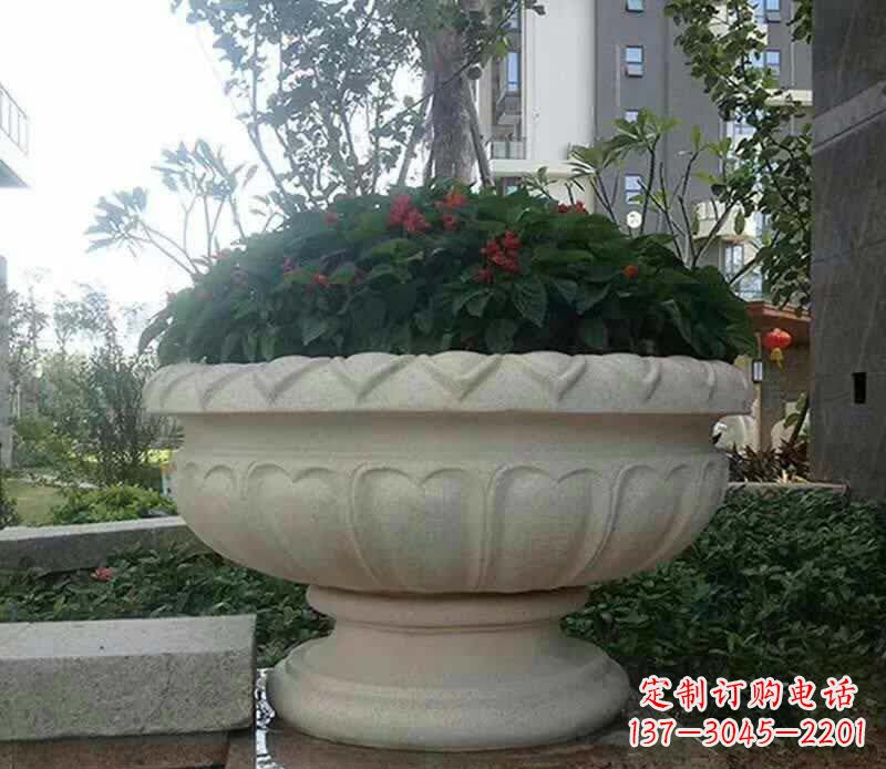 金华汉白玉花盆雕塑