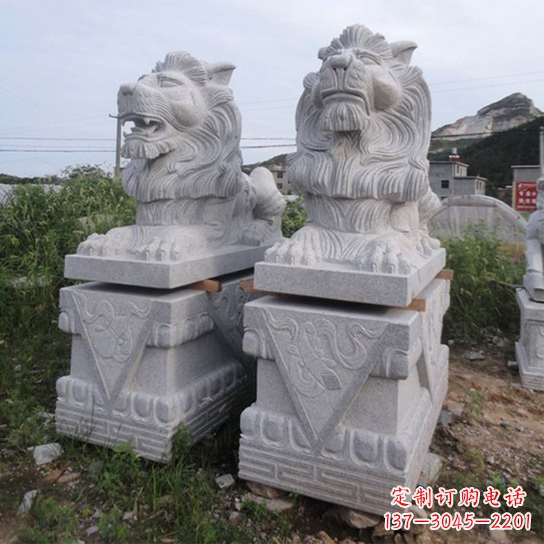 金华汇丰狮子石雕,精美雕塑展现霸气
