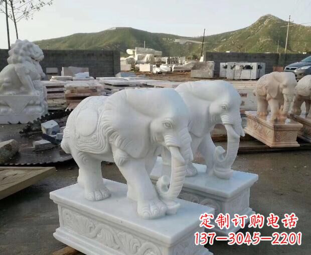 金华汉白玉吉祥如意大象门口石雕 (2)