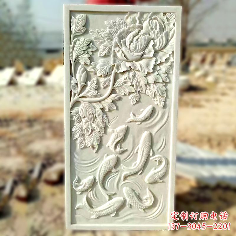 金华汉白玉鲤鱼浮雕,精美彰显睿智之美