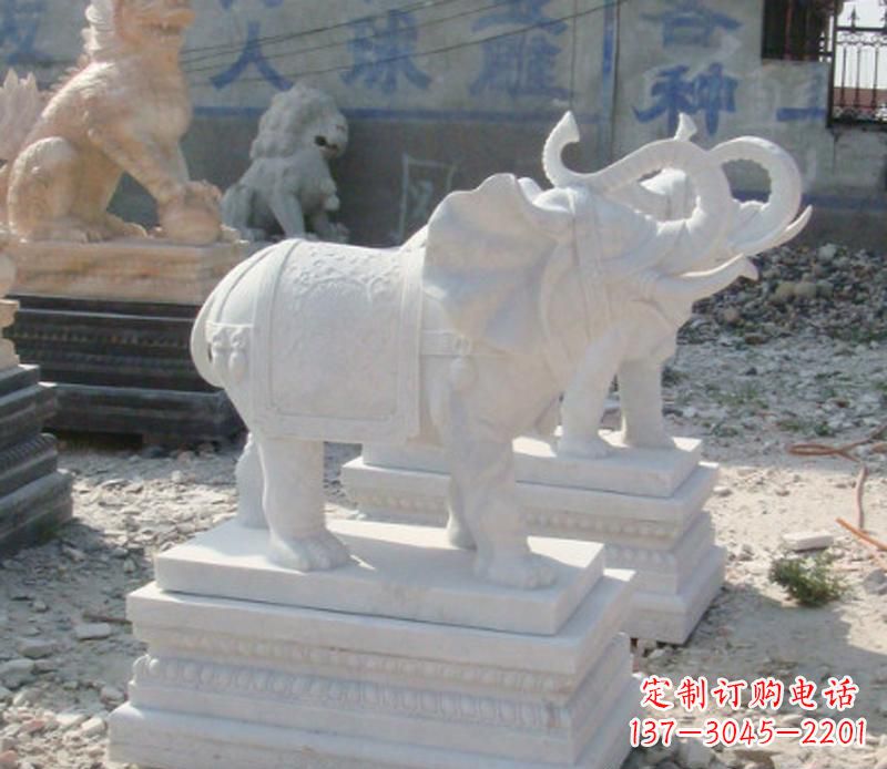 金华汉白玉天然大象雕塑